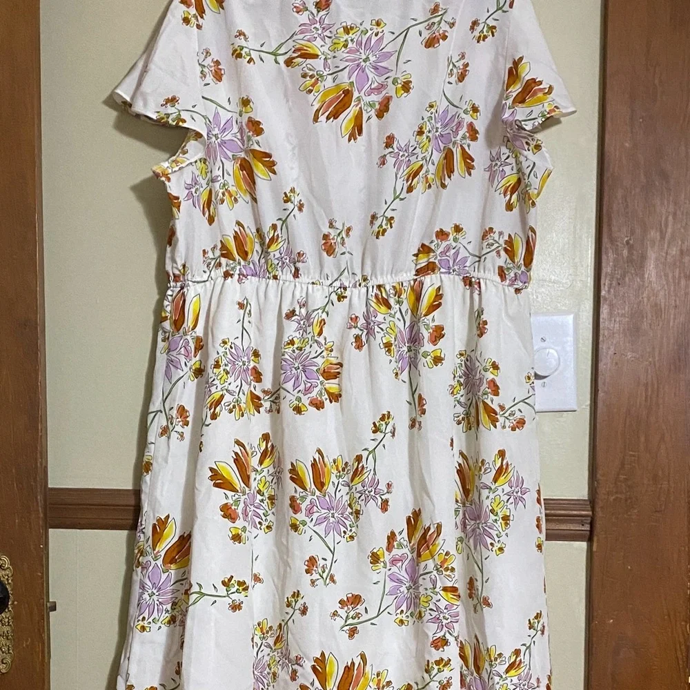 Elegant Floral Midi Dress - White with Yellow and Purple Ryan Wythe - Picture 3 of 9